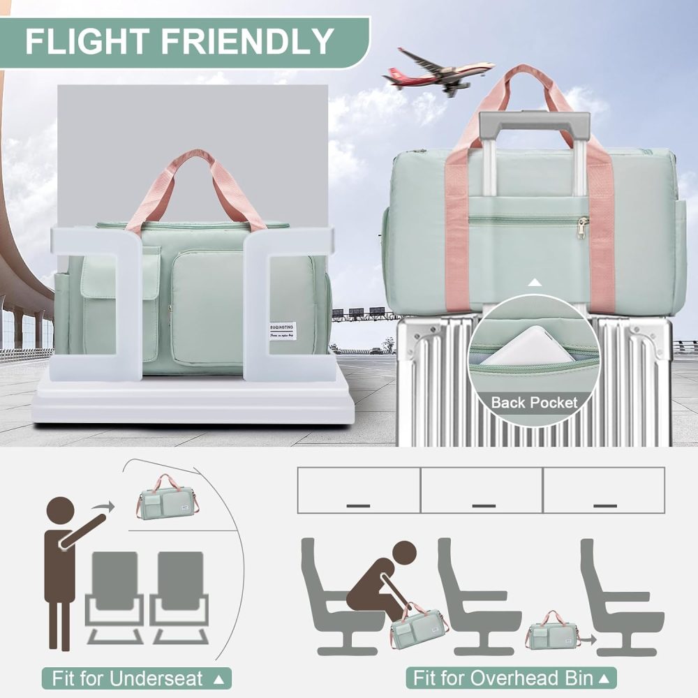 Small Gym Bag for Women, Travel Duffle Bag Carry On Weekender Bag with Shoe Compartment - Image 4