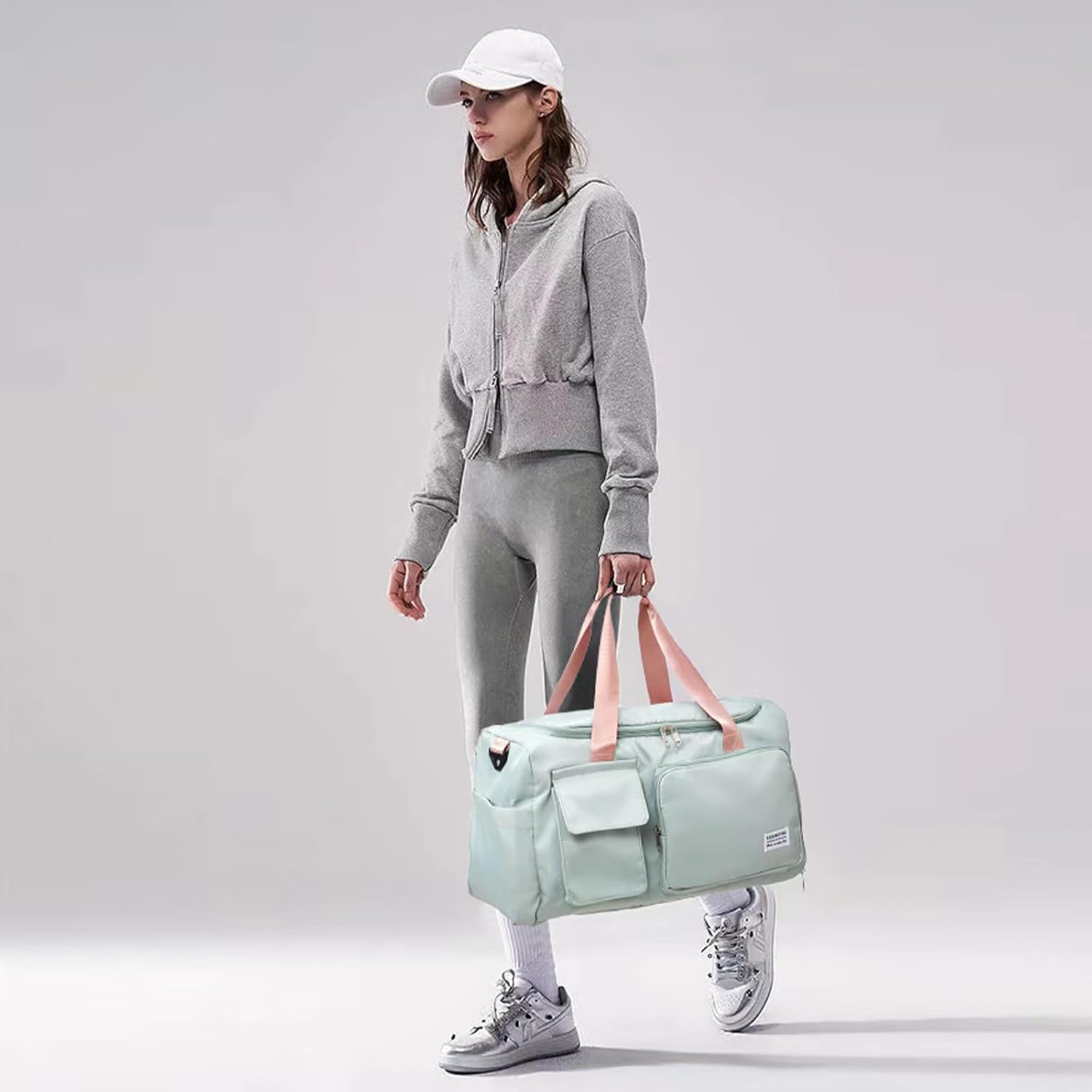 Small Gym Bag for Women, Travel Duffle Bag Carry On Weekender Bag with Shoe Compartment - Image 7