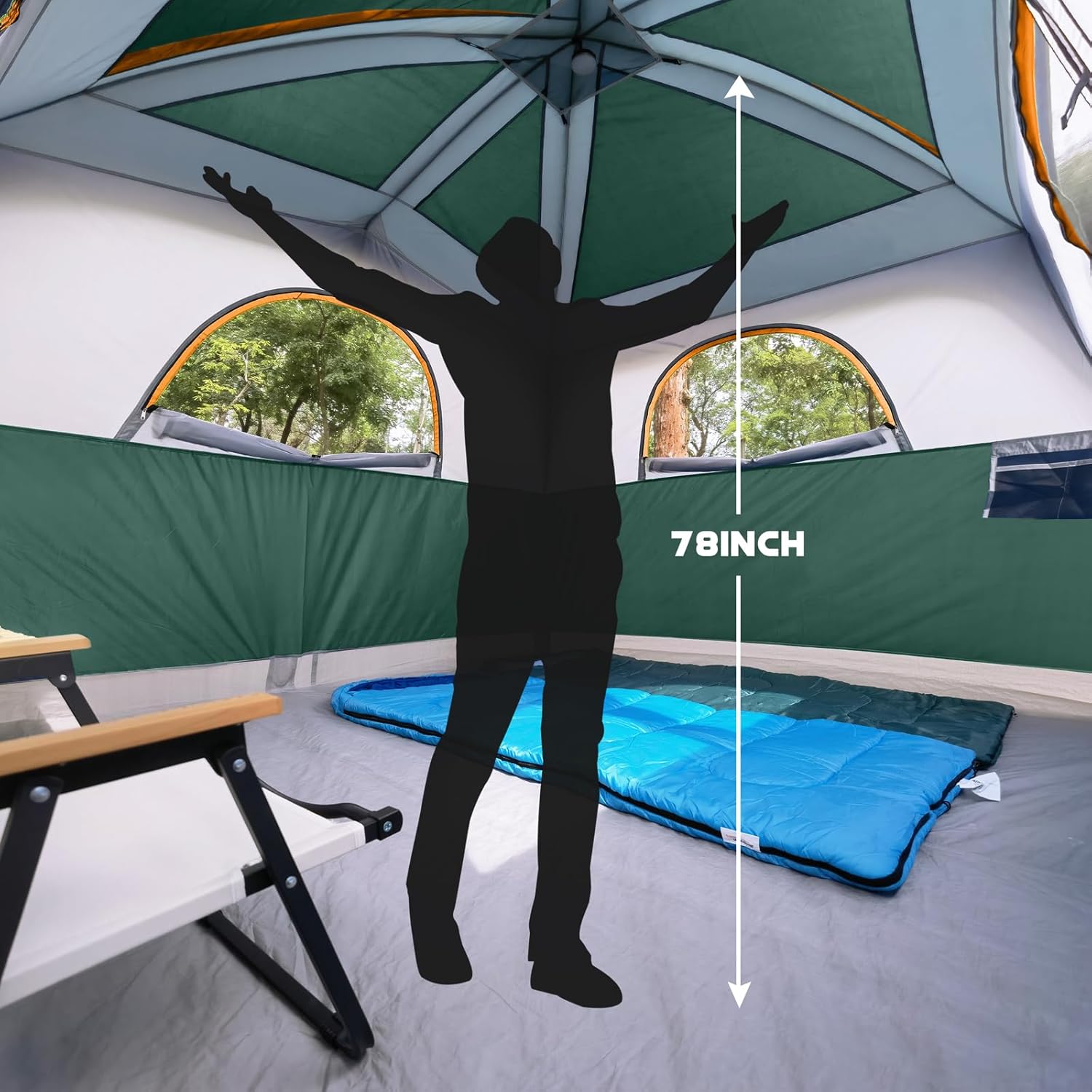 UNP Tents 6 Person Waterproof Windproof Easy Setup,Double Layer Family Camping Tent with 1 Mesh Door & 5 Large Mesh Windows -10'X9'X78in(H) - Image 3